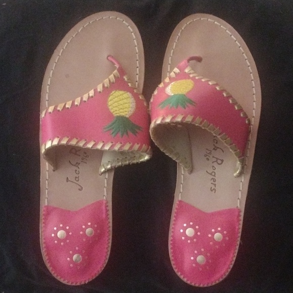 Jack Rogers fuchsia pineapple sandals, size 8.5 - Picture 1 of 2